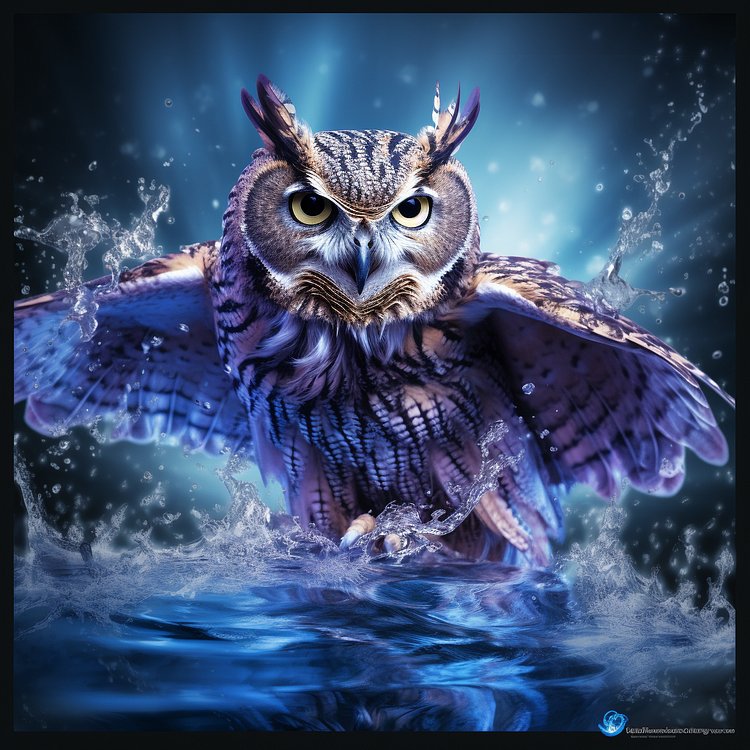Owl Playing In Water 40*40CM(Canvas) Diamond Painting gbfke