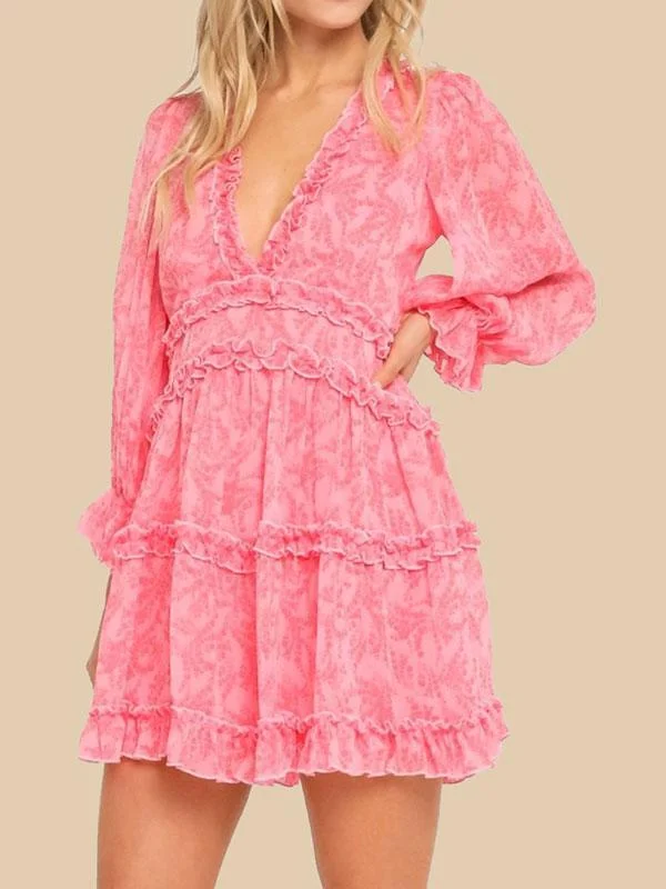 Long sleeve v neck dress
