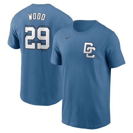 Men's Washington Nationals #29 James Wood  Blue 2025 City Connect Fuse Name & Number 2.0 T-Shirt