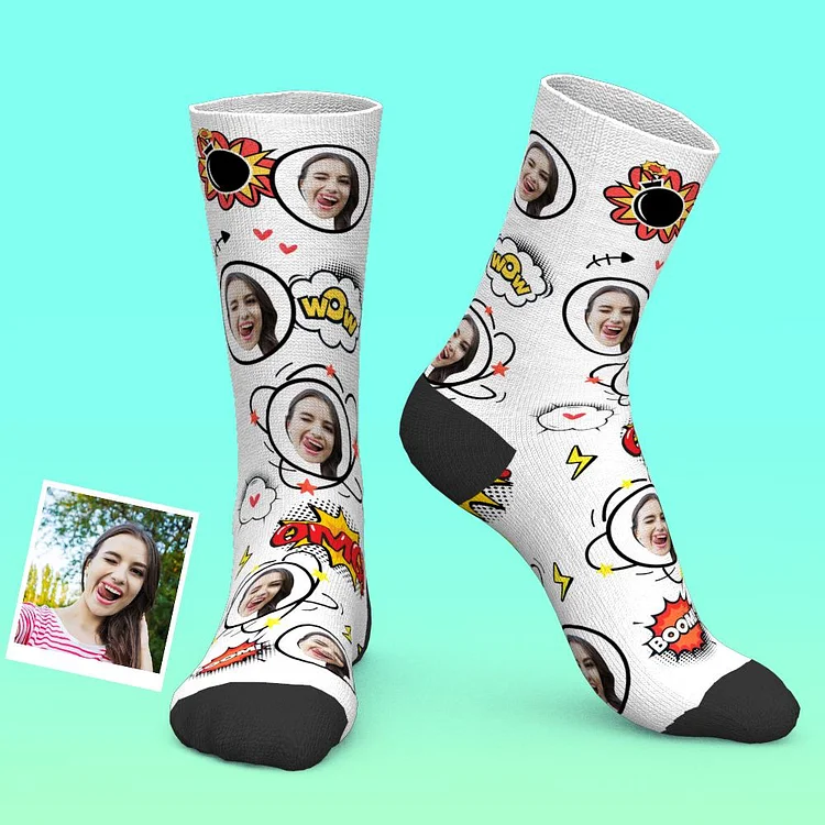 Custom Photo Socks Pop Art Put your Face on Funny Socks