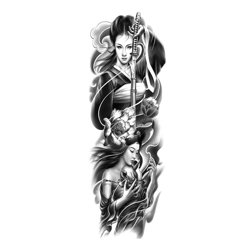 Temporary Tattoos Snake Lion Asian Fake Tattoo Tiger For Men Waterproof Art Mermaid Sticker Paste on Arm Leg Tattoos Body Art