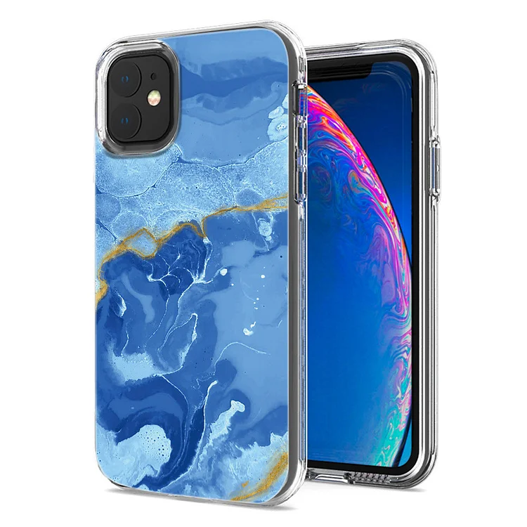2023 Luxury Electroplated Marble Painted Transparent Protective Case For iPhone