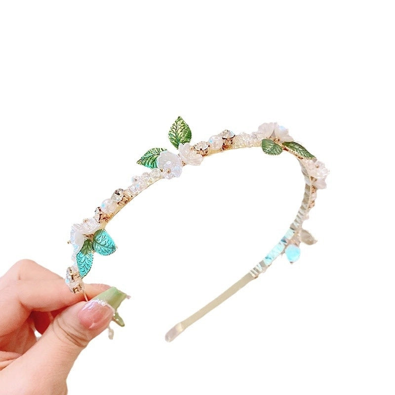 Minimalist Flower Alloy Inlay Pearl Hair Band