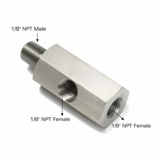 Garlaven Oil Pressure Sensor Tee 1/8''NPT to Adapter Fitting Turbo Supply Feed Line Gauge
