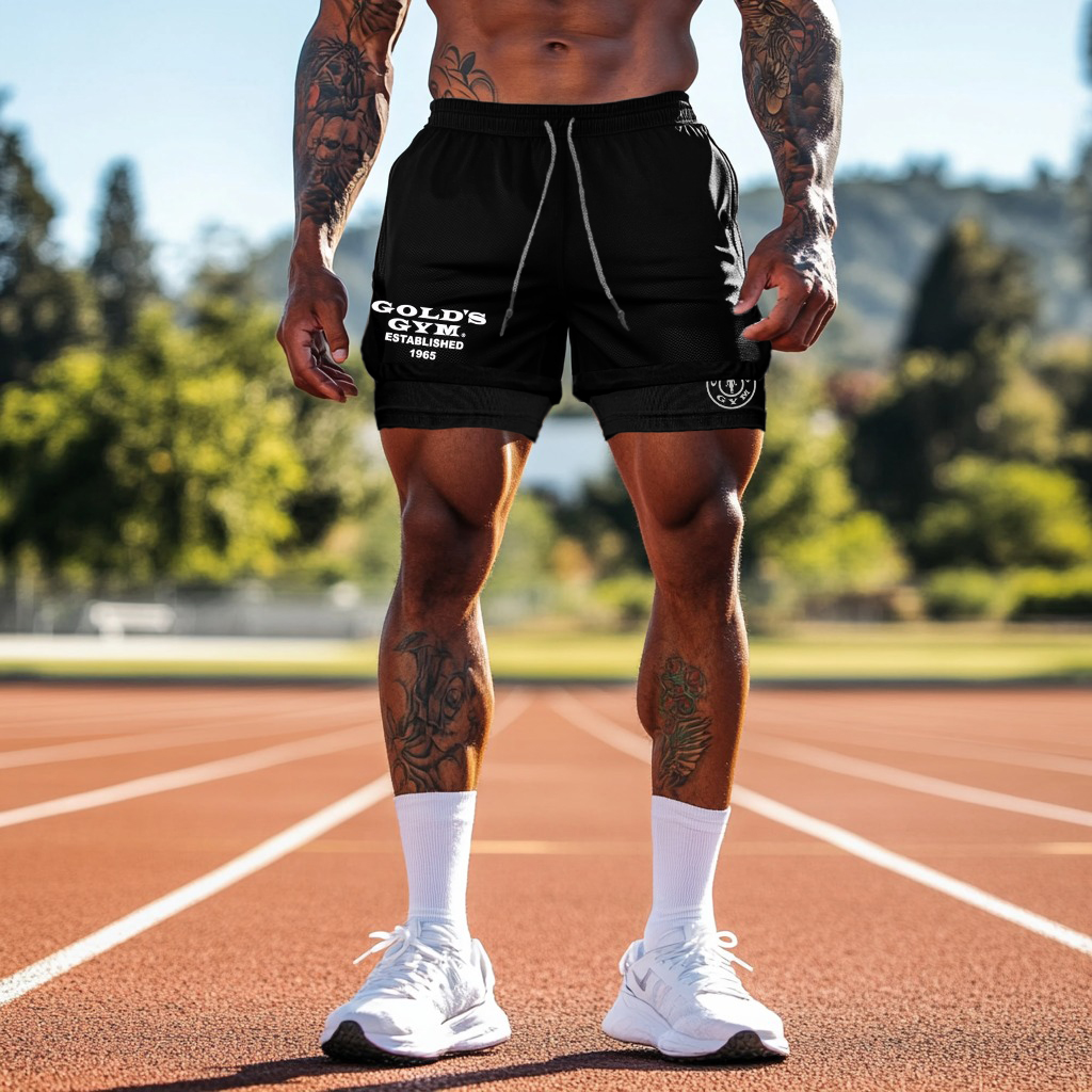 Vintage Gym Logo Double Layer Drawstring Gym Shorts / Rvogue / Rvogue