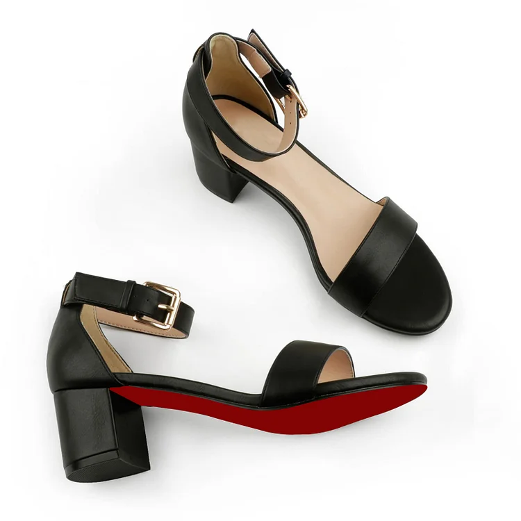 50mm/2 Inch Women's Chunk Low Heel Pump High Heels Red Bottoms Sandals VOCOSI VOCOSI