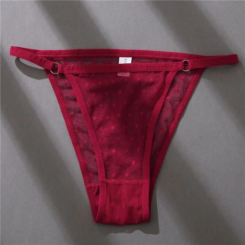 Billionm Sexy Lace Panties for Women Grid Perspective Breathable Underwear Solid Color G-String Thong Female Intimates Lingerie