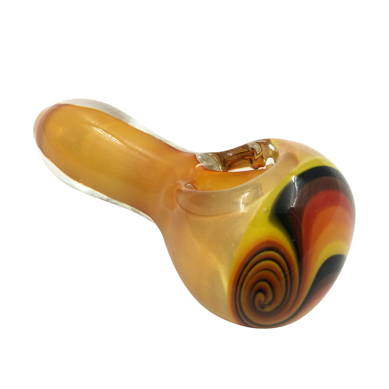 Gold Fumed Spoon pipe W/ distorted round grain bowl