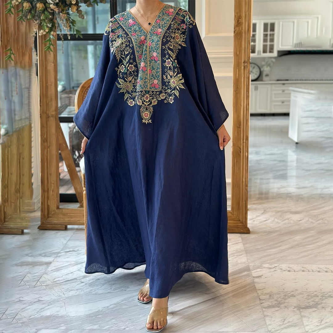 Women's Middle Eastern Vertical Floral Print Jalabiya