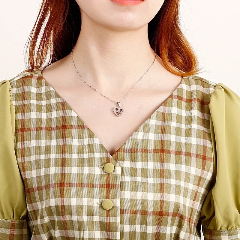 Romantic Letter Heart Shape Titanium Steel Plating Rose Gold Plated Gold Plated Pendant Necklace