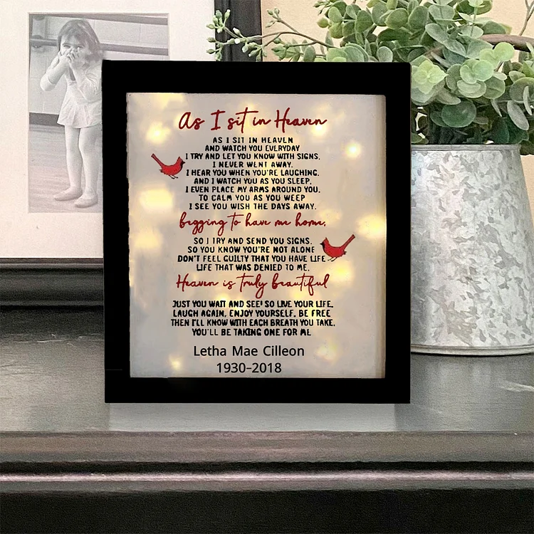 As I Sit In Heaven Cardinals Memorial Frame Personalized Lighted Shadow Box