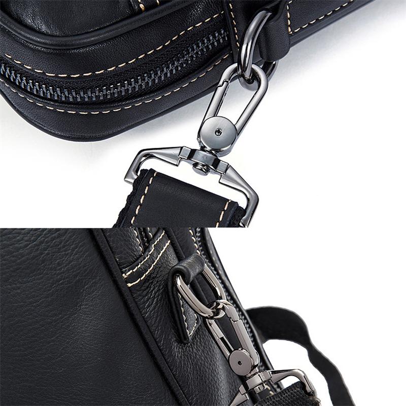 Fine Stitching Dual Top Handle Detachable Sling Strap Zip Top Genuine Leather Briefcase