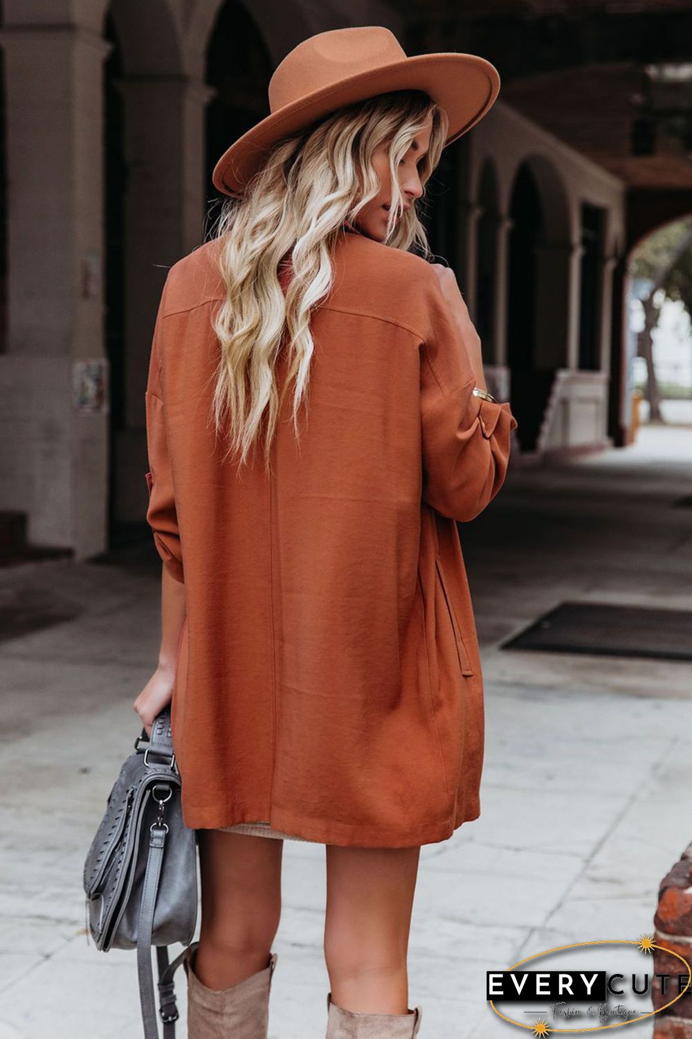 Lapel Collar Pocketed Buttoned Trench Coat