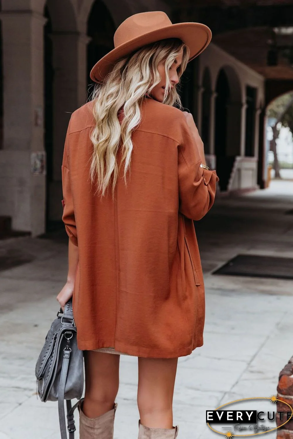 Lapel Collar Pocketed Buttoned Trench Coat