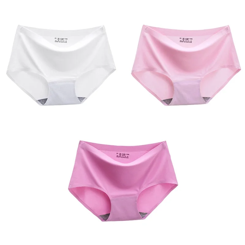 BANNIROU 3 Pcs Seamless Woman Panties Summer Underwear Female Briefs Thin 2021 New Sale Ice Silk Soft Solid Underwear For Woman