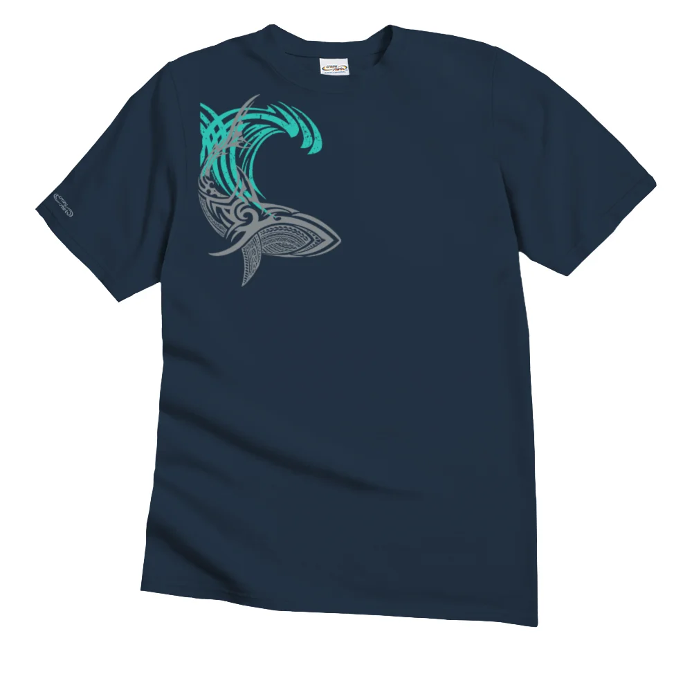  Vibrant Blue T-Shirt with Intricate Tribal Design for Casual Wear