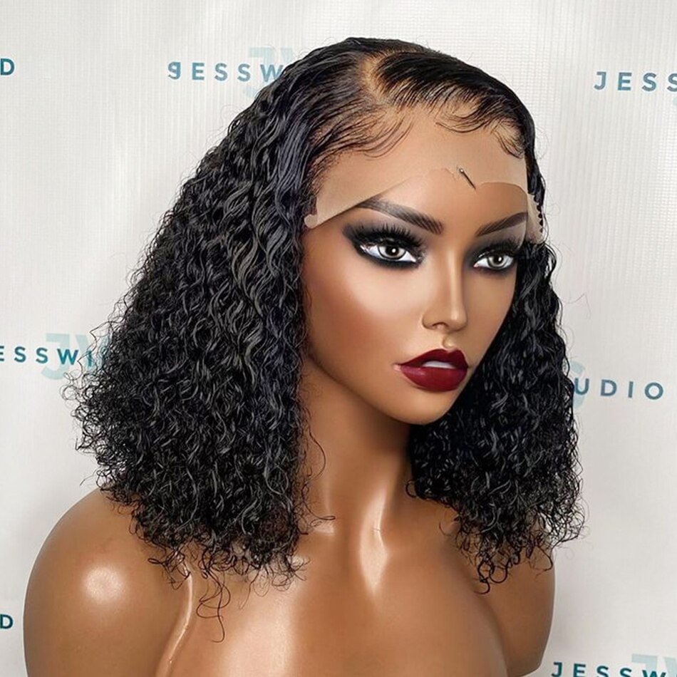 Brazilian Loose Deep Wave Lace Bob Wig 13x6 Lace Frontal Curly Human Remy Hair 4x4 Lace Closure Short Bob T Part Lace Wigs US Mall Lifes
