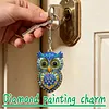 1 porte-cl&eacute;s DIY 3D en diamant hibou bleu fonc&eacute; avec boucle homard, porte-cl&eacute;s double face en diamant avec cha&icirc;ne de ressort, cristal en diamant, mosa&iuml;que de diamants, cadeau unique fait main
