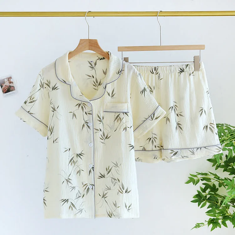 Pastoral Bamboo Cotton Pajama Set Radinnoo.com