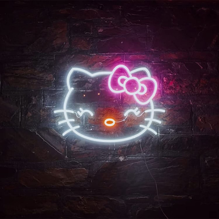Custom Anime Neon Sign Lucky hello Kitty Neon Sign for Business  Led Sign for Bar Cafe Cute Cat Night Light  Bar Neon Sign Gift