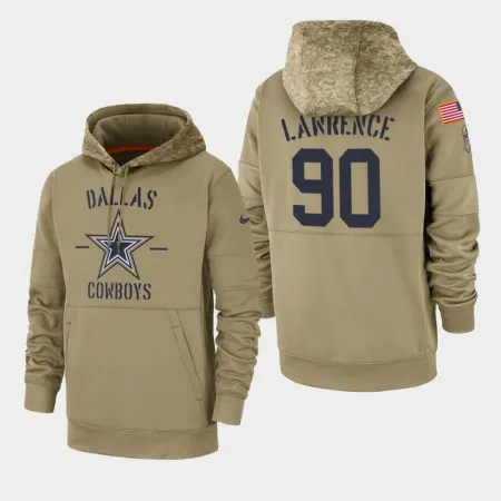Men's Dallas Cowboys  #90 Demarcus Lawrence Tan 2019 Salute to Service Sideline Therma Pullover Hoodie