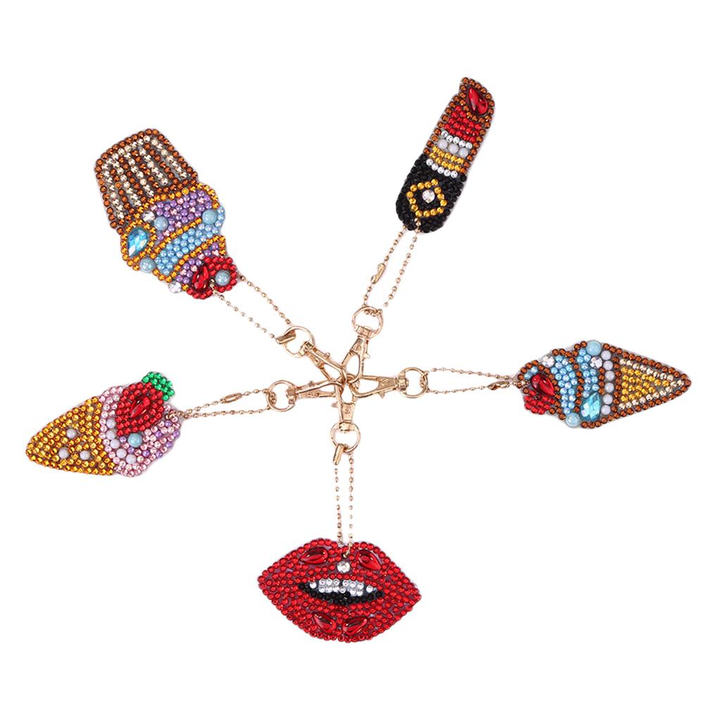 

5pcs Ice Cream-DIY Creative Diamond Keychain, 501 Original