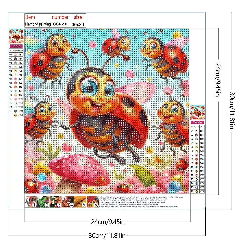 Diamond Painting - Full Round Drill - Ladybug(Canvas|30*30cm)