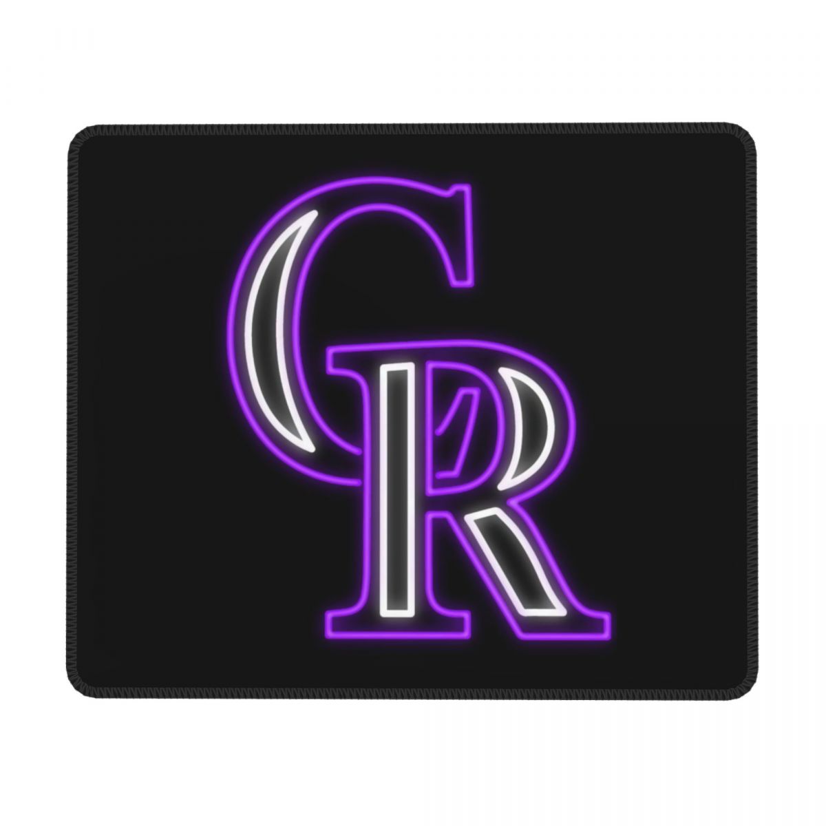 Colorado Rockies Neon Purple Square Gaming Mouse Pad with Stitched Edge