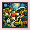 (US Only)Coloured House Printed Cross Stitch Kit 40x40cm DIY 14CT Embroidery Craft Set