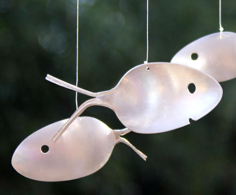 Fisherman And Spoon Fish Wind Chime  Holiday Garden Art image 5