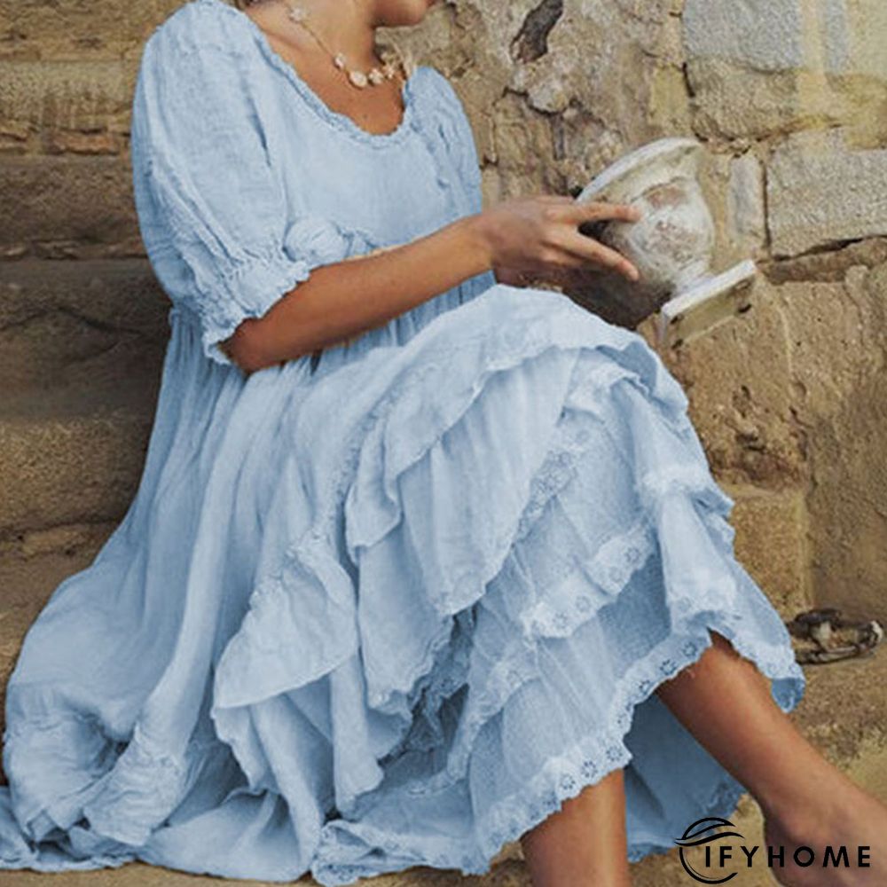 Vintage Striped Long Sleeve V Neck Casual Weaving Dress | IFYHOME