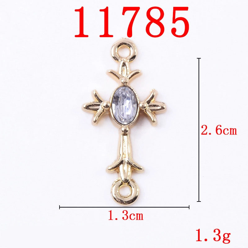 10 PCS/Package 13*26mm 21*26mm 31*37mm Alloy Crystal Pearl Cross Jewelry Accessories Pendant