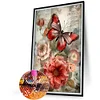 Vintage Schmetterlingspfingstrose - runder Bohrer Diamond Painting - 40*60cm (große Größe)