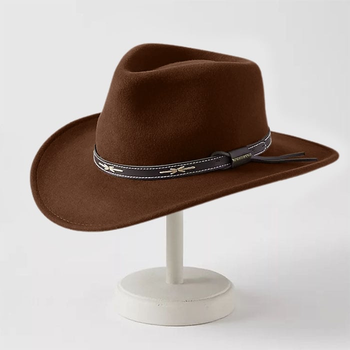 Crushable Wool Cowboy Hat-Brown 