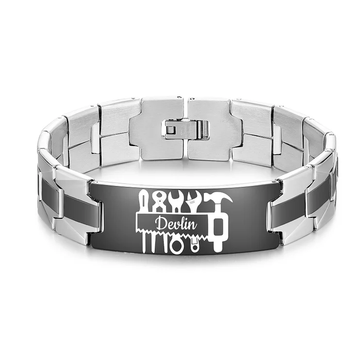 Kettenmachen Herren Armband-Personalisierter 1 Name Edelstahl  Reparaturwerkzeuge Armband-Geschenk für Vater 19.99