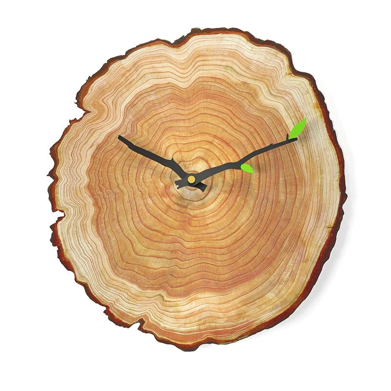 3D Wood Grain Wall Clock Modern Design Art Home Decor Kitchen Clock Quartz Wall Watch Silent 12 inch