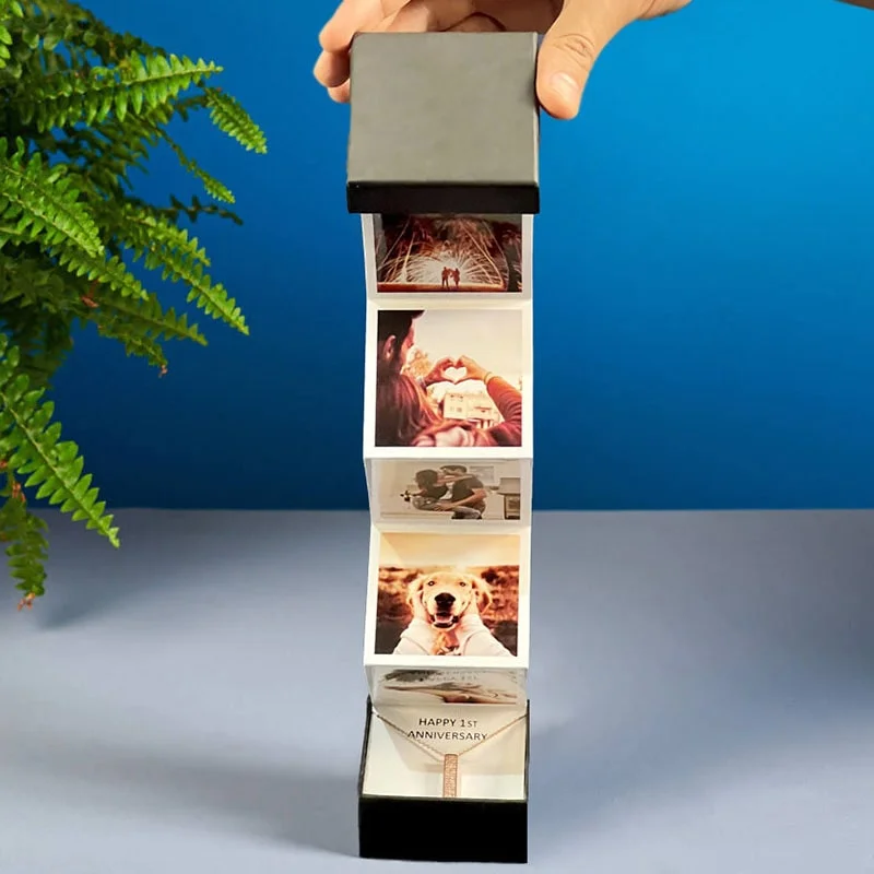 Personalized Photo Keepsake Box with "I Love You" Necklace