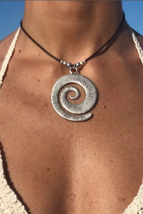 Boho Vintage Spiral Symbol Necklace
