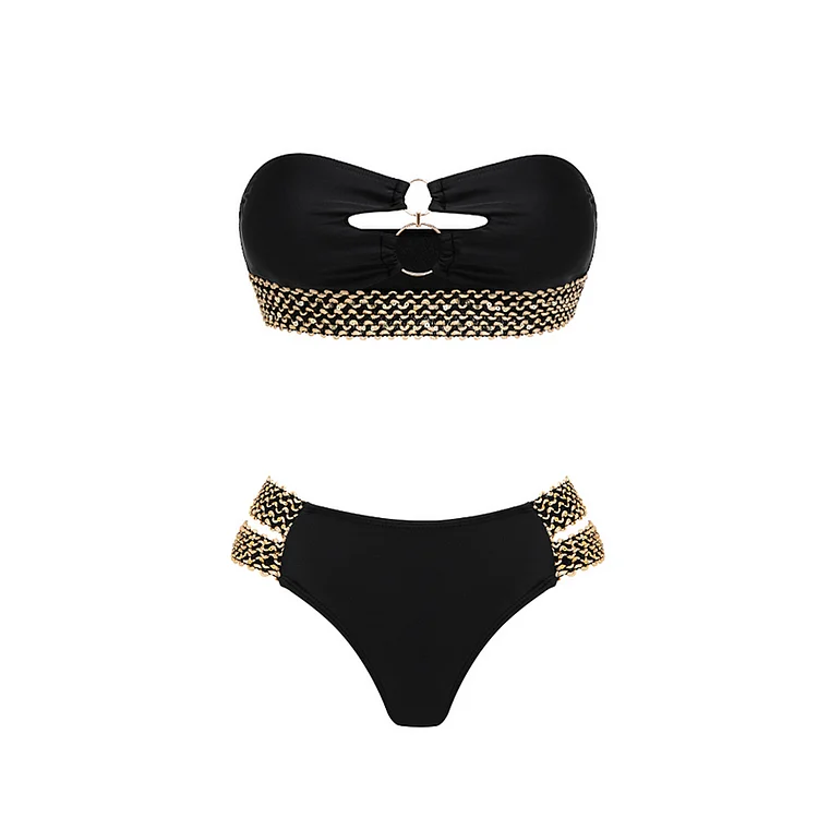 Ring Linked Bandeau Bikini Swimsuit Flaxmaker 