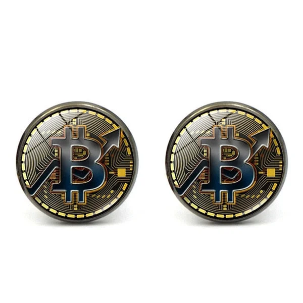 French Shirt Cufflinks Men's Metal Banquet Round Bit Coin Button  Creative Exquisite High Quality Cuff Link Gifts