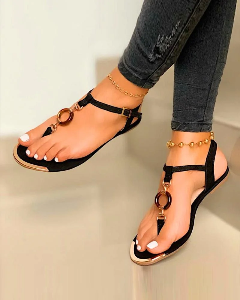 Ring Embellished Thong Sandals
