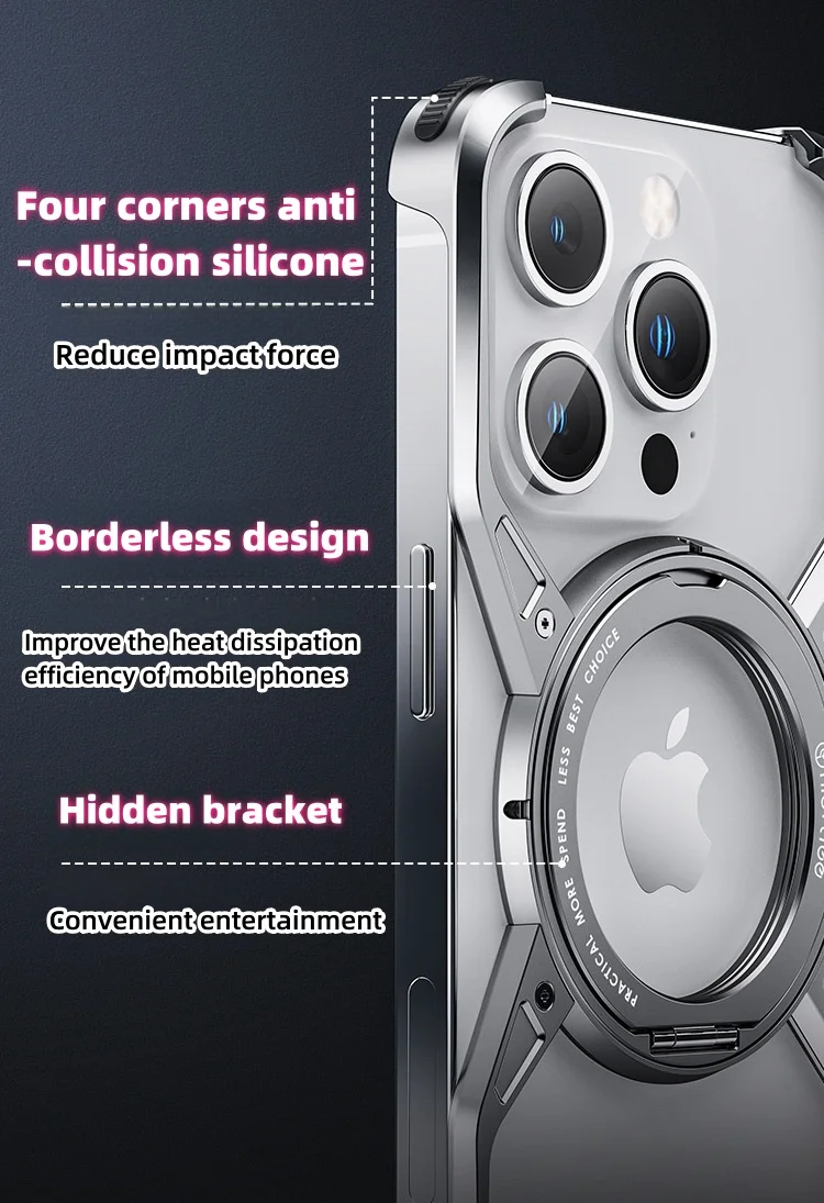 Suitable for iPhone 15 series frameless hollow aluminum alloy mobile phone case