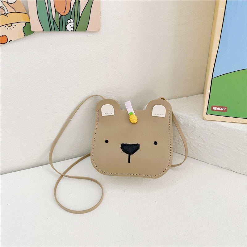 Women’s Pu Leather Bear Cute Square Open Shoulder Bag