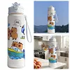 800ml Capybara Cute Water Cup with Straw & Handle Travel Water Bottle for Sports