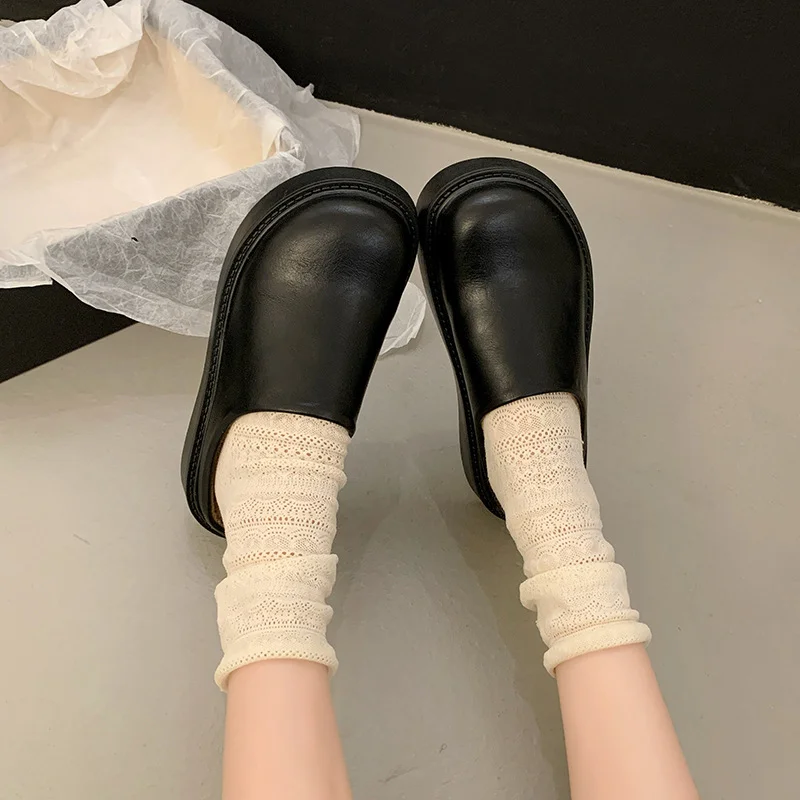 Yyvonne Thick Bottom Plus Velvet Bag Head Half Slippers Women 2025 Autumn And Winter New Fashion One-Legged Lazy Bunken Shoes