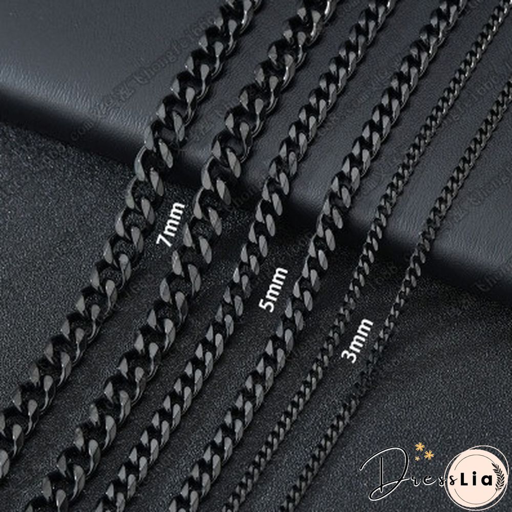 Men's Necklace Stainless Steel Cuban Link Chain Silver Color Male Jewelry Gifts for Men 3COLORS