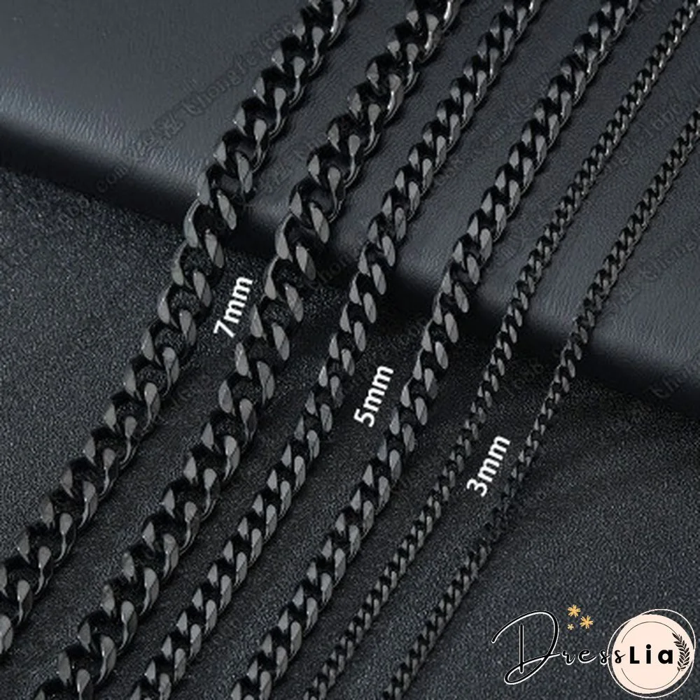 Men's Necklace Stainless Steel Cuban Link Chain Silver Color Male Jewelry Gifts for Men 3COLORS