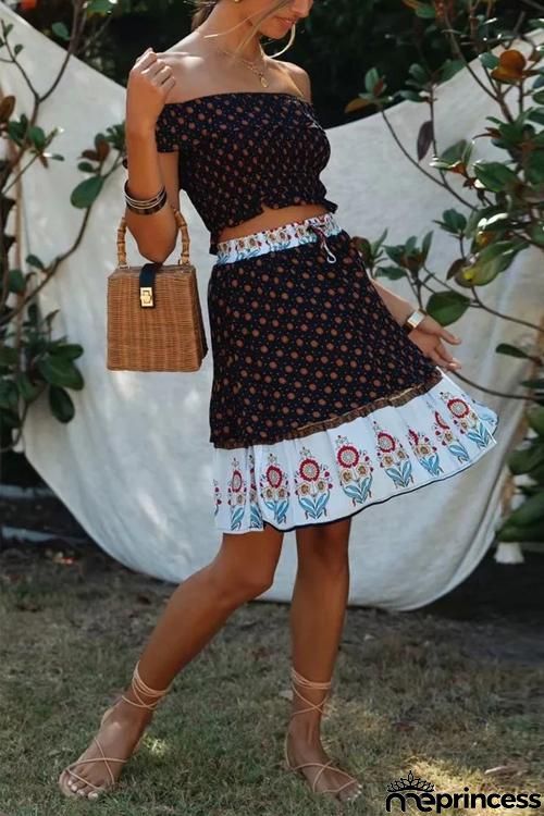 Bohemia Print Skirt Set