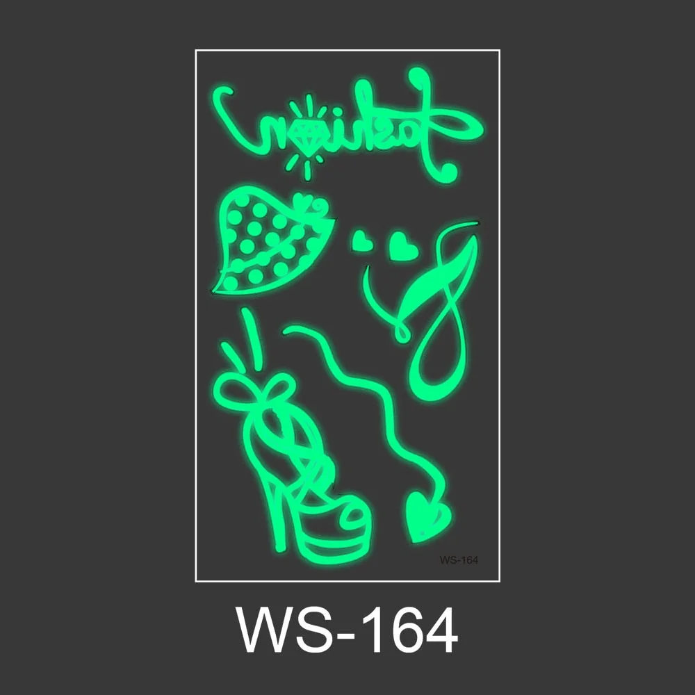 Luminous Tattoo Sticker Nightclub Bar Music Festival Carnival Tattoo Sticker Fluorescent Musical Note Glowing Cool Face Sticker