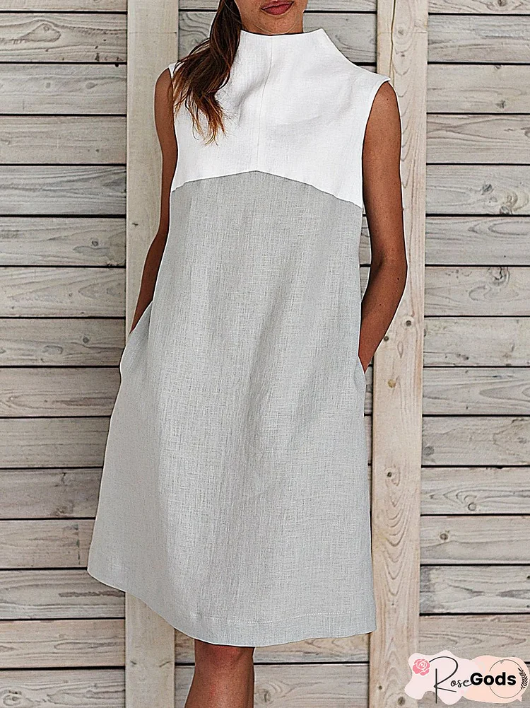 Summer Sleeveless Turtleneck Midi Dress